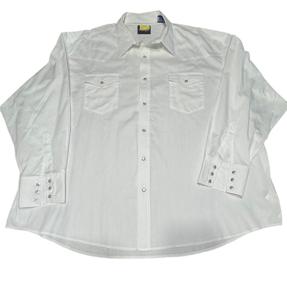 Wrangler Western Shirt Mens 3X Pearl Snap White Long Sleeve Cowboy Workwear 1111